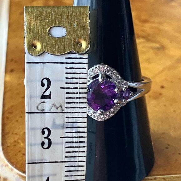 Natural African Amethyst 925 Sterling Silver Ring size 7-9  African Amethyst Sterling Silver Ring Size 9